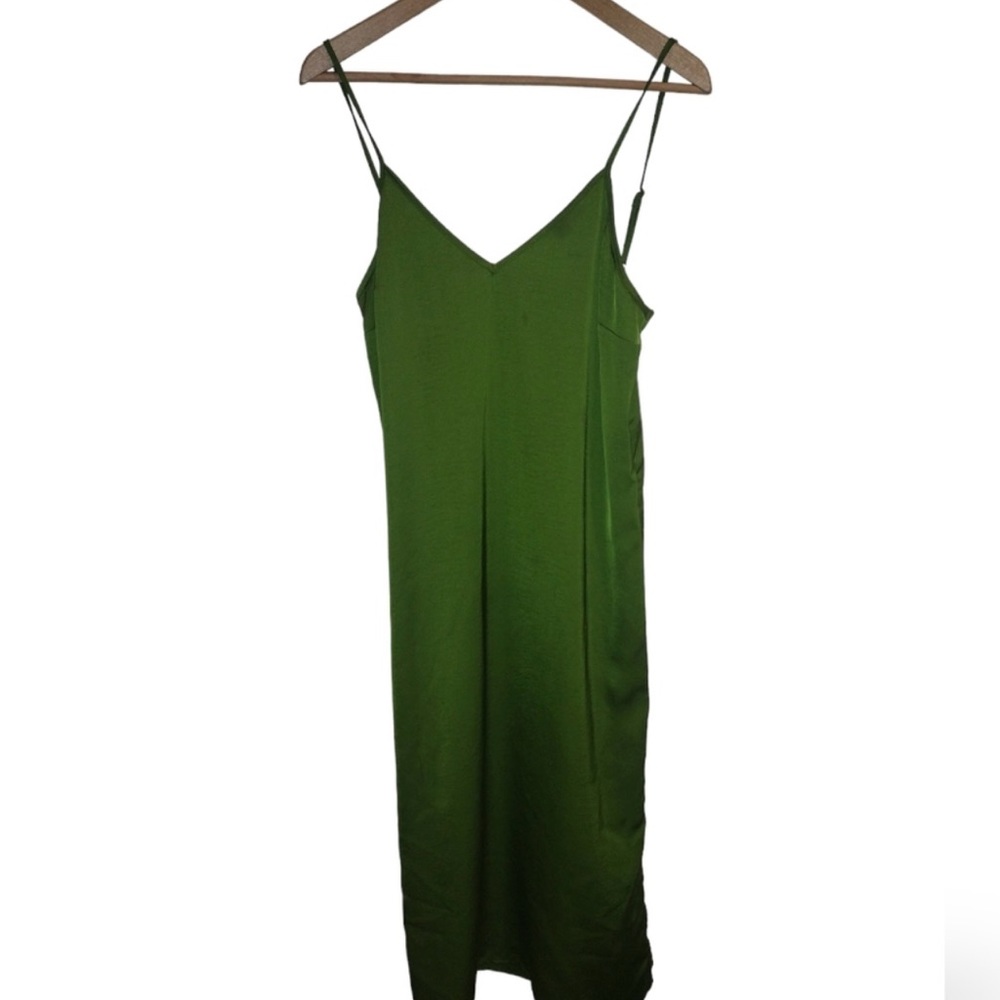 Green Slip Dress With Slit